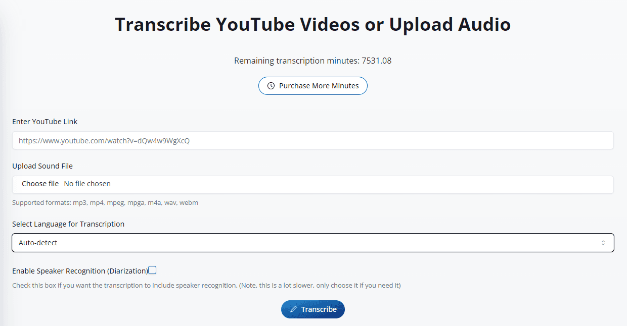 Transcription interface